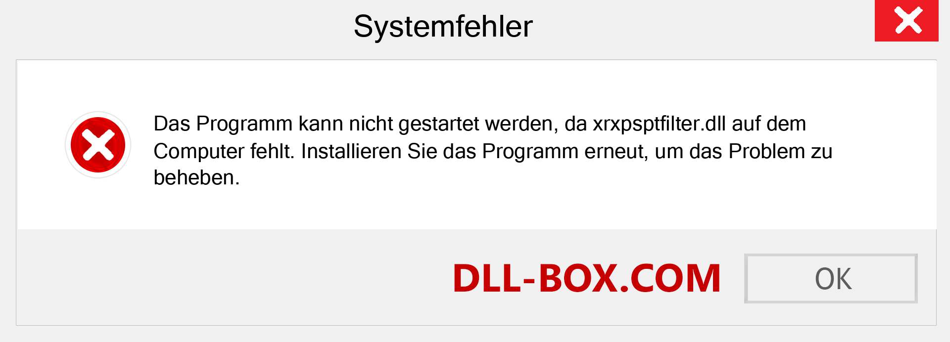 xrxpsptfilter.dll-Datei fehlt?. Download für Windows 7, 8, 10 - Fix xrxpsptfilter dll Missing Error unter Windows, Fotos, Bildern